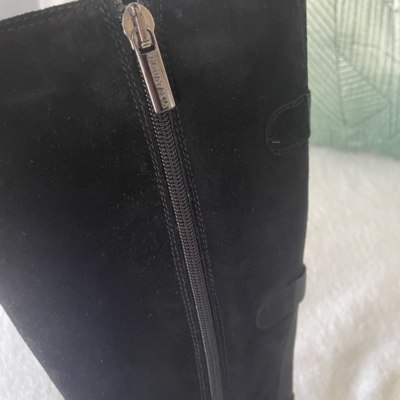 Aquatalia Black Suede Side Zip Tall Riding Boots - Picture 10 of 13